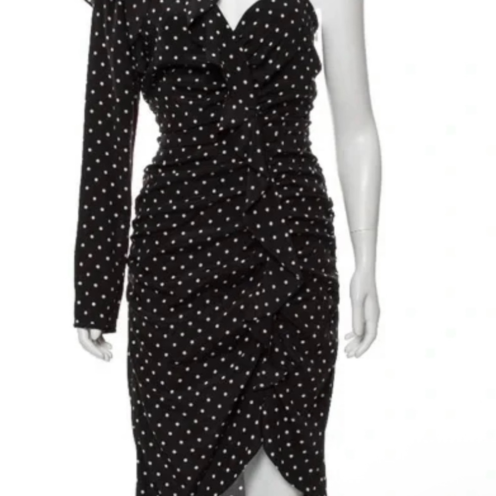 Veronica Beard Black and White One-Shoulder Dress